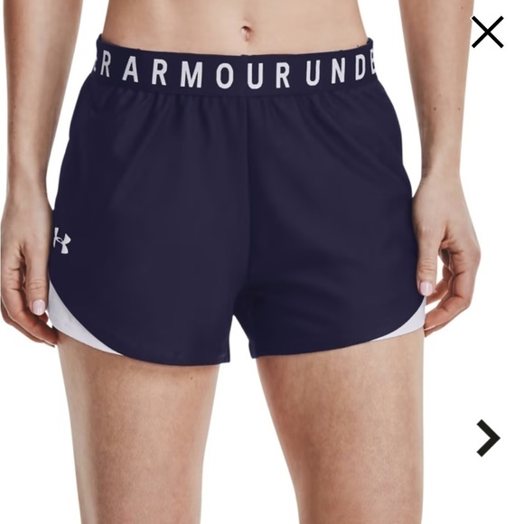 UA UNDER ARMOUR Women’s Play Up 3.0 Shorts Medium Navy White Athletic Workout - Picture 1 of 5